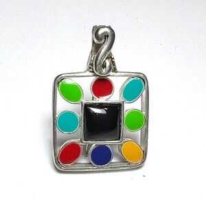 Silver metal multi colored necklace pendant